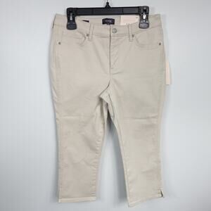 NYDJ Khaki Capri Lift Tuck Mid Rise Crop Pants New Size 8P 8 Petite